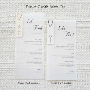 Vellum Menu Card with Place Card and Paper Clip