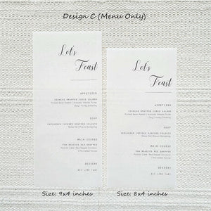 Vellum Menu Card Options and Designs by Art in Card