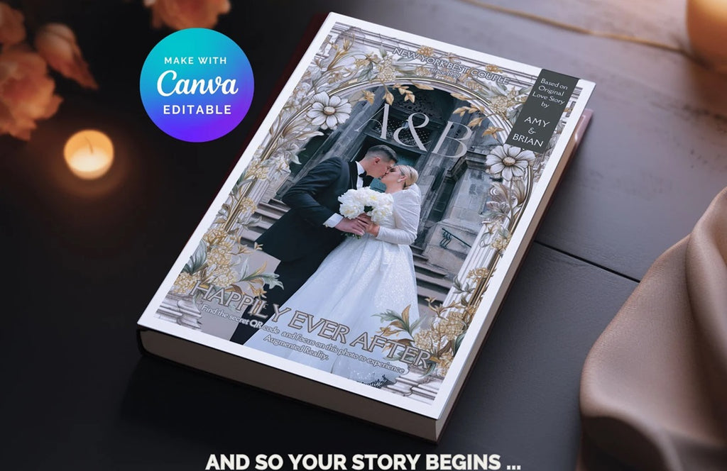 Canva Template Wedding Program Design with Art in Card