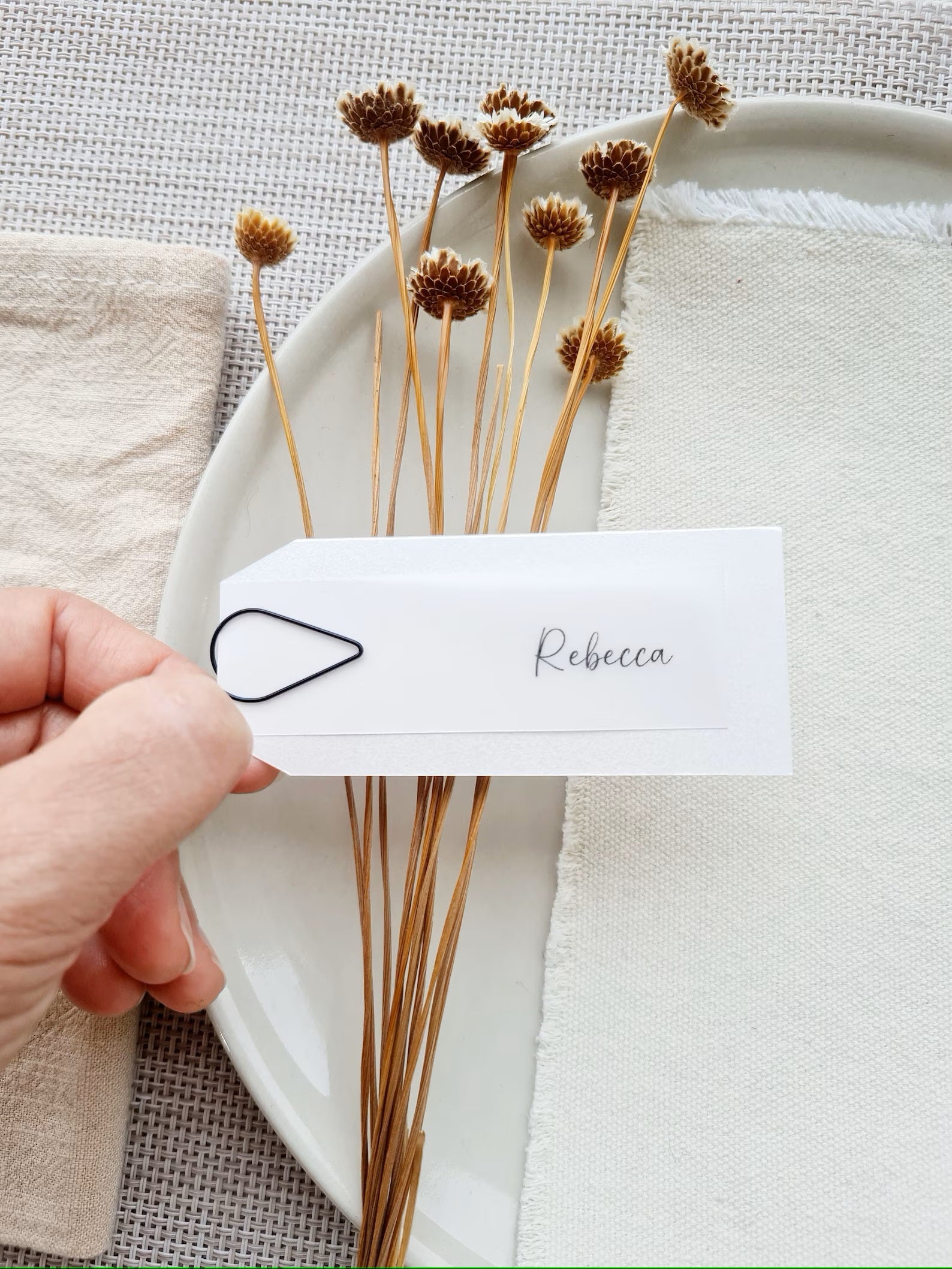 Tapered Place Card Design with Paper Clip