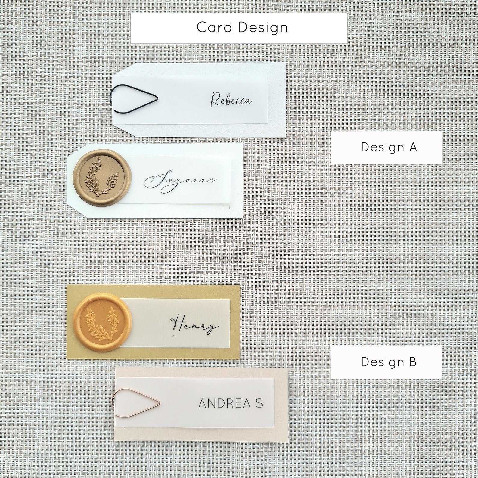 Select Your Place Card Design | Cornered or Tapered