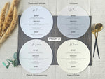 Clean Menu Card Design | Round Vellum Menu Cards