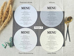 Material and Colour Samples | Round Vellum Menu