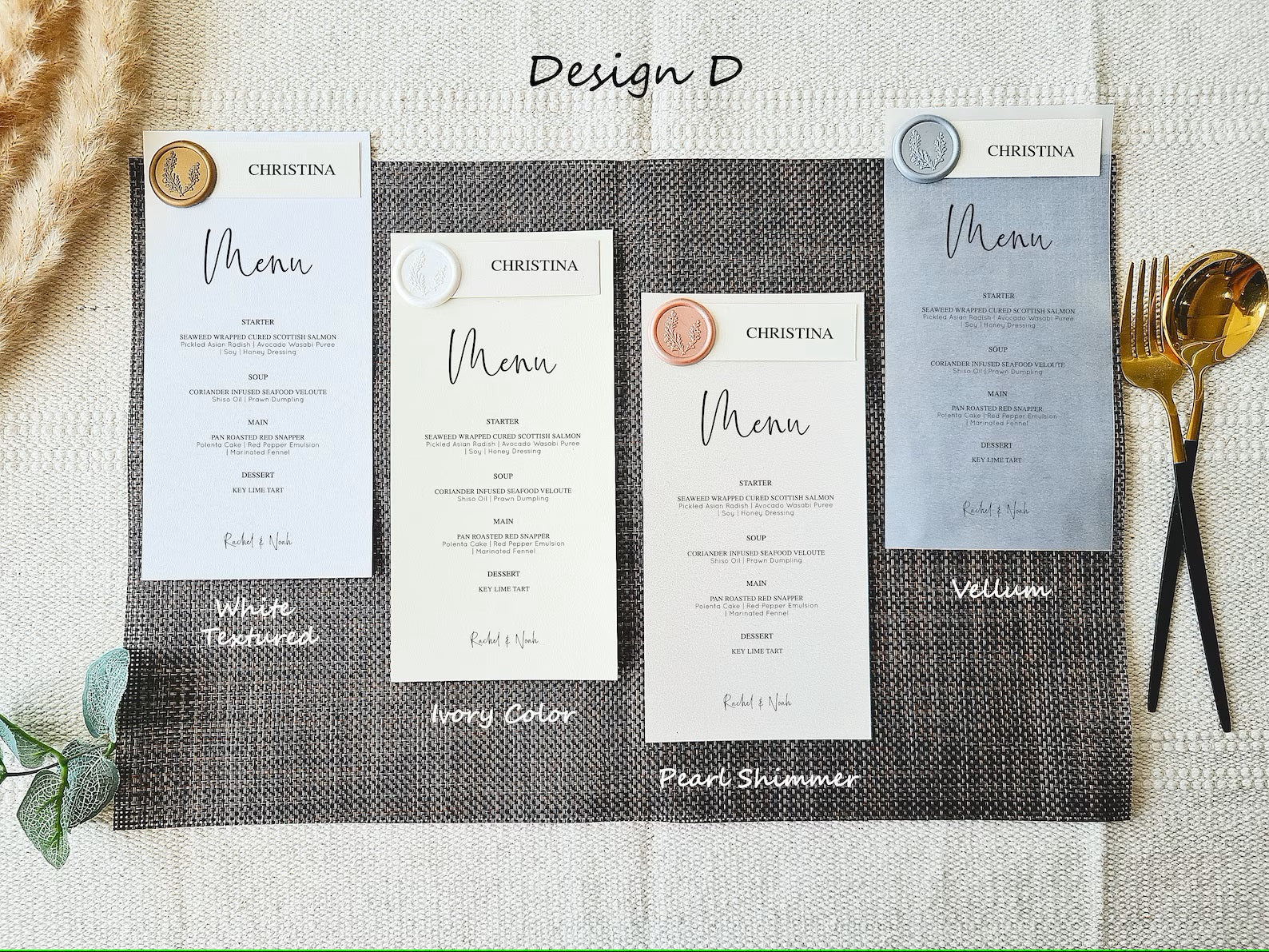 Menu Card and Place Card Options | Wedding Stationery by Art in Card