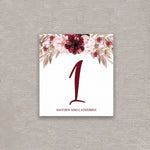 Burgundy Happiness Table Number