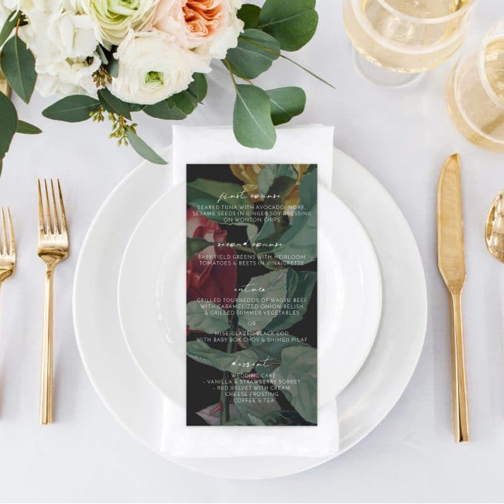 English Roses Menu Card