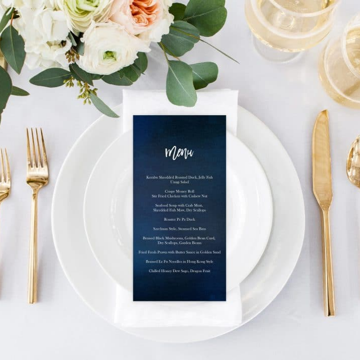 Starry Bliss Menu Card