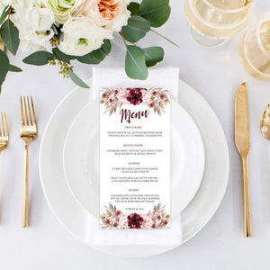 Burgundy Happiness Menu Card