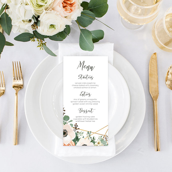 Glamorous Menu Card