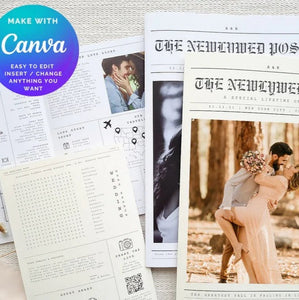 Printed Newspaper Program - Canva Wedding Template by Art in Card