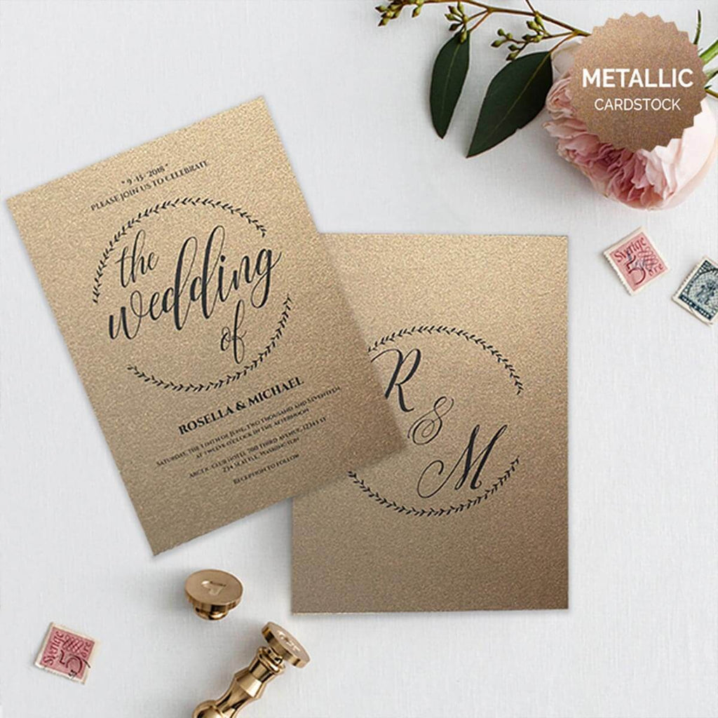minimalist royal I,metallic wedding invitation