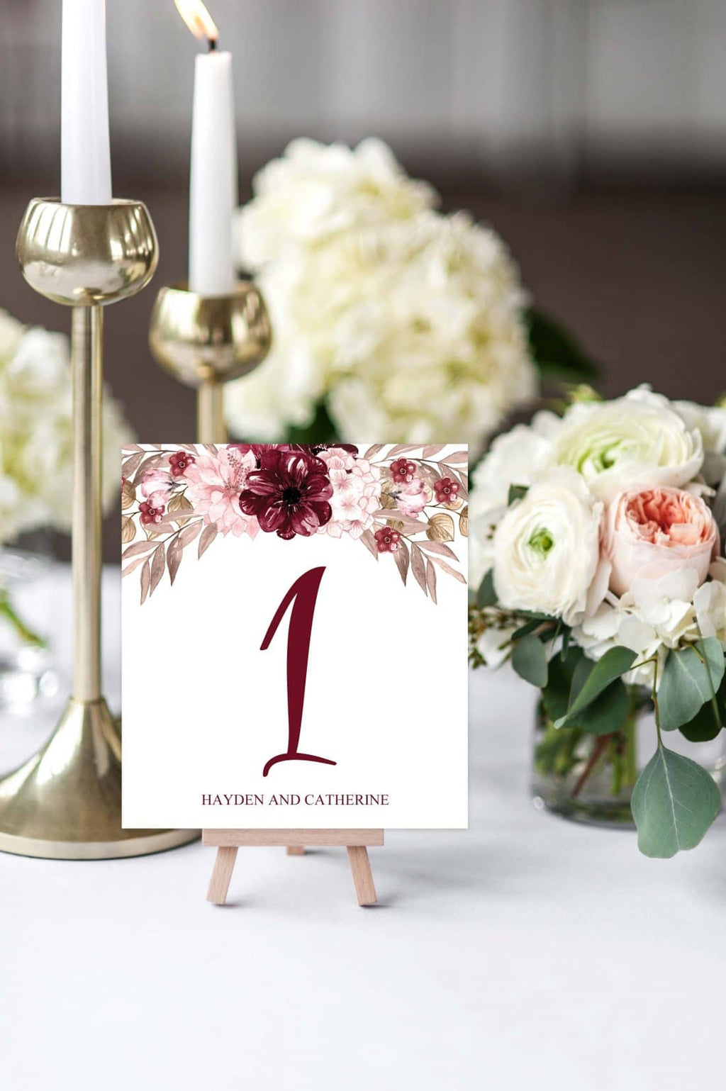 Burgundy Happiness Table Number