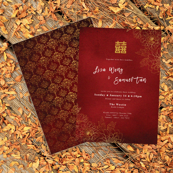 Ruby Wedding Invitation | Modern Chinese Wedding Invitation Card
